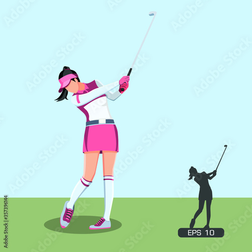 Female Golf Player Hitting the Ball