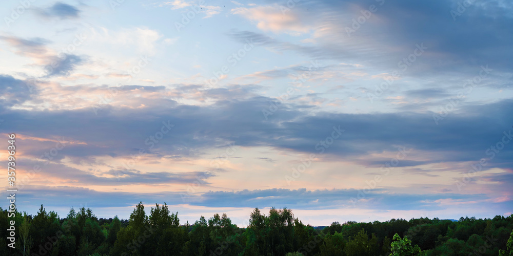 Panorama of the evening sky and the top of the forest Panorama of the evening sky and the top of the forest
