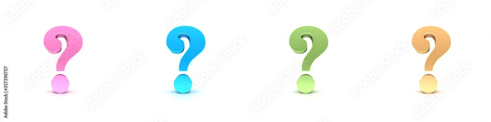 question marks interrogation points pastel colors sign 3d rose blue green yellow