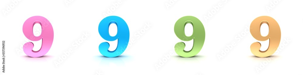 9 nine number 3d numerals digits figures pastel colors 9 nine number 3d numerals digits figures pastel colors