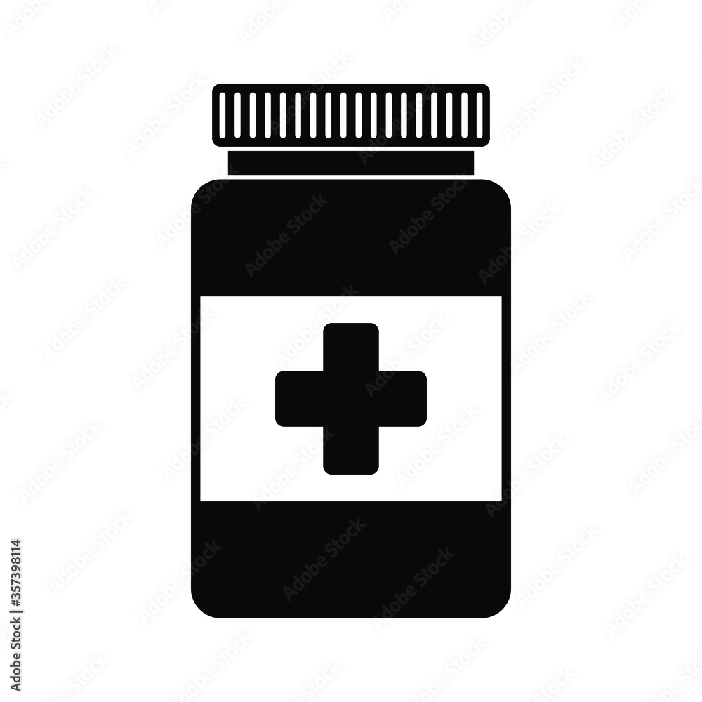 Medicine bottle vector illustration sign medical health care black icon Medicine bottle vector illustration sign medical health care black icon
