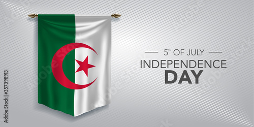 Algeria independence day greeting card, banner, vector illustration