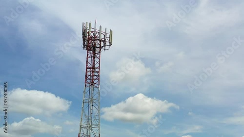 Footage 4k B-roll Aerial drone view of tower antennas Telecommunication cell phone, radio transmitters of cellular 5g 4g mobile and smartphones