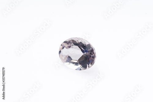 natural violet morganite oval shape on the white background
