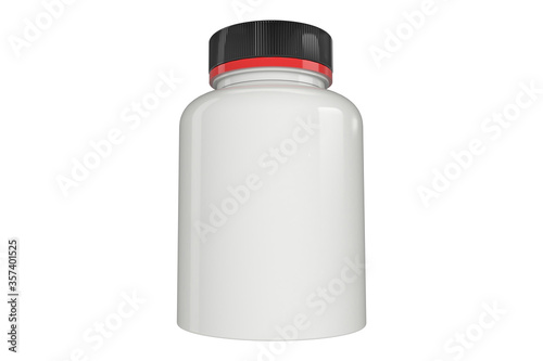 Supplement bottle mock-up with a black lid, 3d illustration