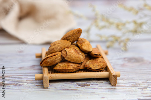 Delicious almond nuts are on the table