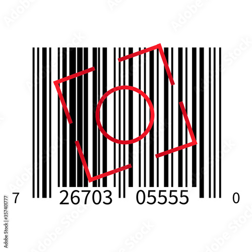 Barcode close-up against white background