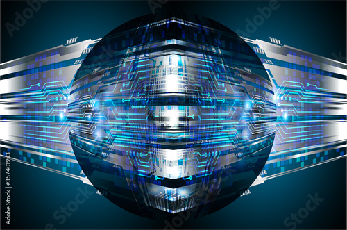 Blue eye cyber circuit future technology concept background
