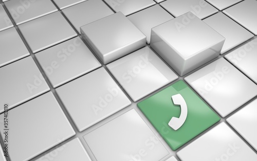 phone symbol on the grid, 3d Illustration
