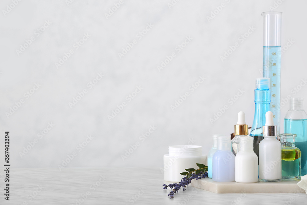 Natural cosmetics on table in laboratory Natural cosmetics on table in laboratory