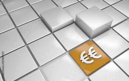 Currency symbol on the grid, 3d Illustration	