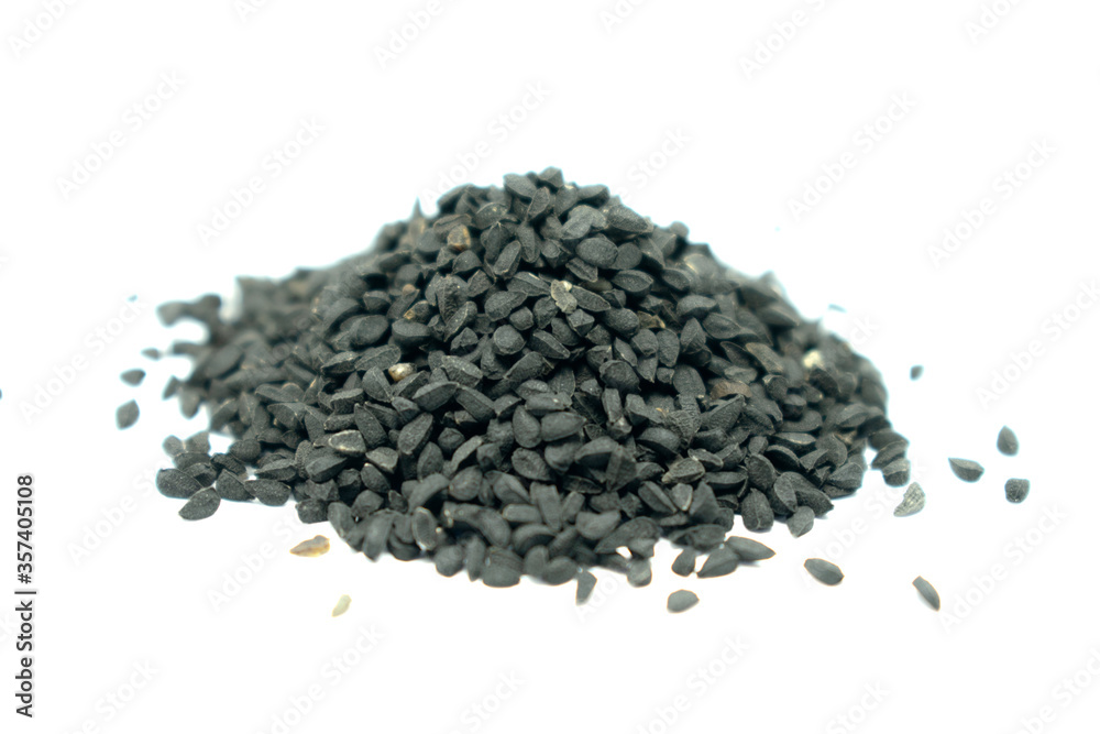 Nigella Seeds on white background Nigella Seeds on white background