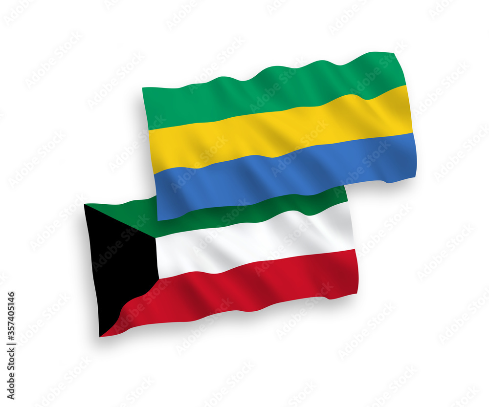 Fototapeta premium Flags of Gabon and Kuwait on a white background