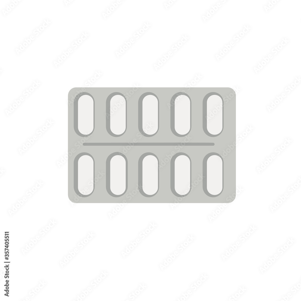 Tablet strip icon isolated on white background. Medical drug package for tablet, vitamin, antibiotic, aspirin. Vector Illustration blister in flat style. Tablet strip icon isolated on white background. Medical drug package for tablet, vitamin, antibiotic, aspirin. Vector Illustration blister in flat style.
