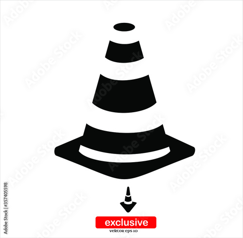 Road Cone Icon.Flat design style vector illustration for graphic and web design.