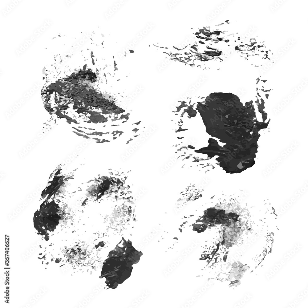 vector black thick paint prints on white paper