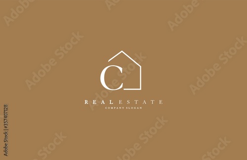 Letter C Line House Real Estate Logo