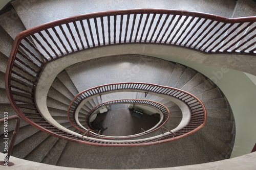Spiral staircase in a tenement house in Poland