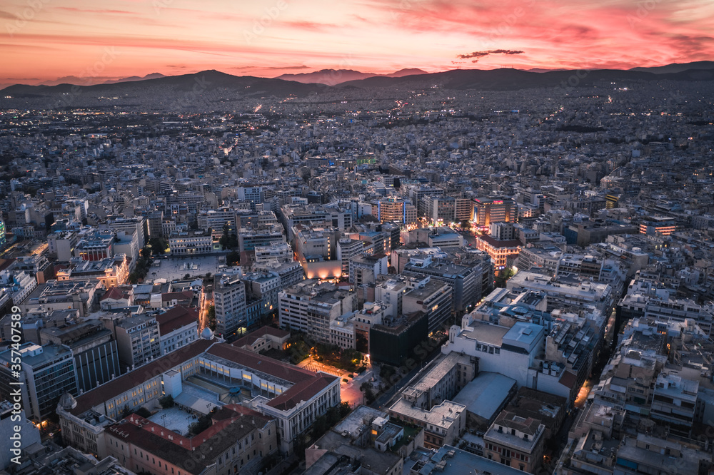 Sunset over Athina, Greece