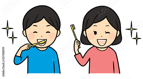 illustration of children and tooth brushing