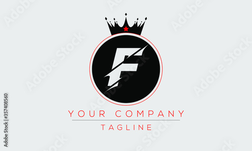 Letter F Logo Design, Creative Modern Icon F With Crown Head