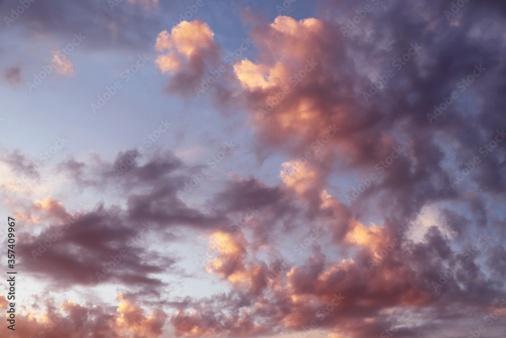 Magic sky with colorful clouds at sunset