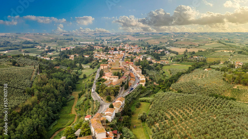 aerial view of the town of vinci florence toacana photo