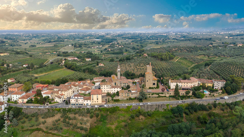 aerial view of the town of vinci florence toacana © Massimo