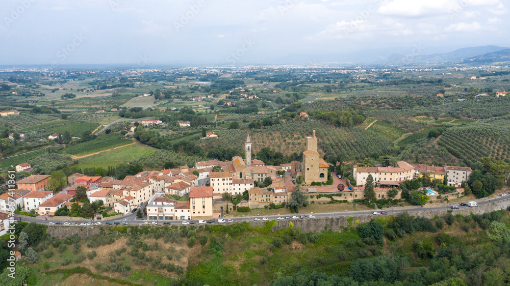 aerial view of the town of vinci florence toacana