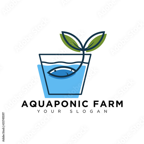 simple aquaponic farm logo design vector