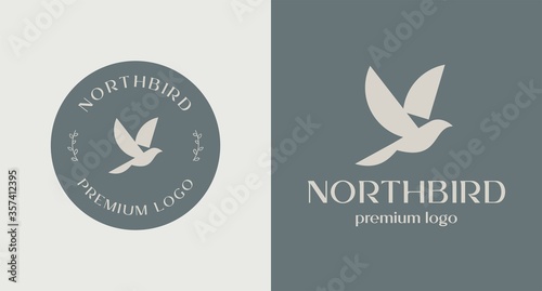 elegant bird premium logo vector