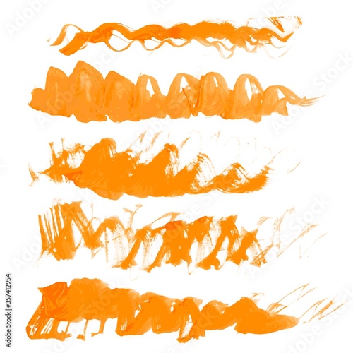 Vector wavy texture orange paint strokes drawn manually