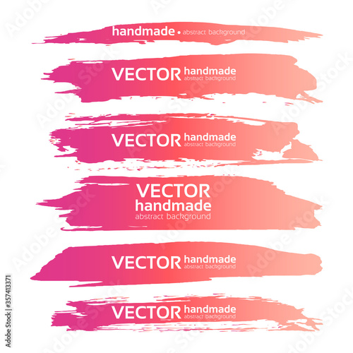 Abstract realistic smears pink gouache paint set on white paper