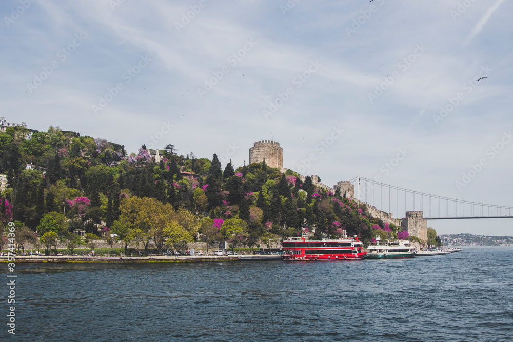 ruins of the castle from the sea at Bosphorus