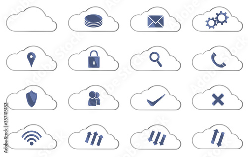 Cloud computing icons set. Isolated background.