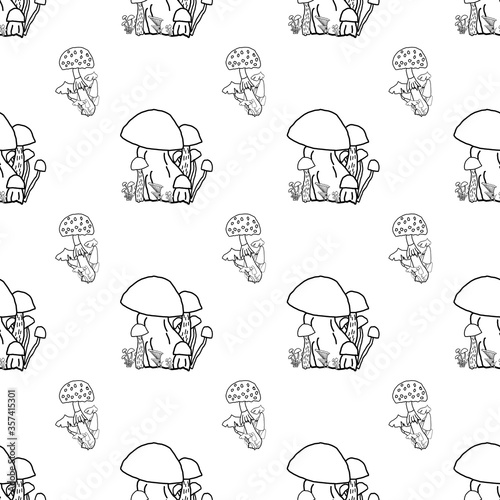 edible and inedible mushrooms seamless pattern