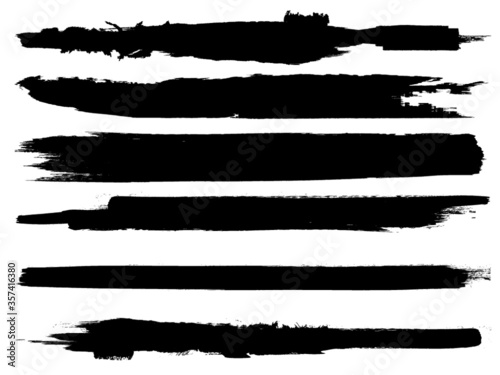 Grunge Paint Roller . Vector brush Stroke . Distressed banner . Black stripes isolated. paintbrush collection . Modern Textured shape . Dry border in Black . Bulge lines