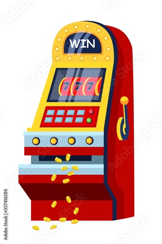 Retro design slot machine with lucky number on screen