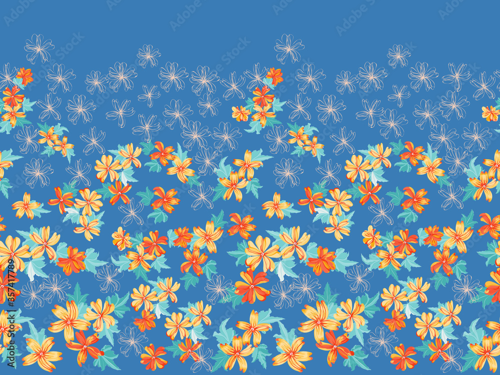Cute plant border. Floral piece of garment print. Flower design for wallpapers, print, gift wrap and scrapbooking. Cute plant border. Floral piece of garment print. Flower design for wallpapers, print, gift wrap and scrapbooking.