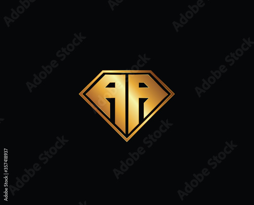 Free Download AA diamond shape gold color logo design - GFXLoad