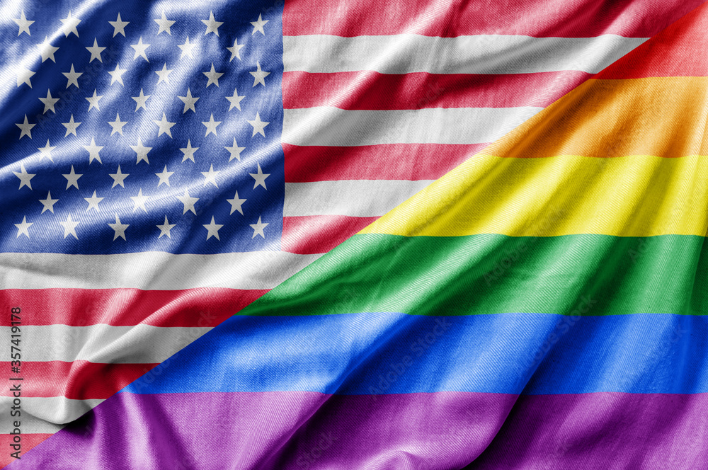 Mixed USA and LGBT flag, three dimensional render Mixed USA and LGBT flag, three dimensional render