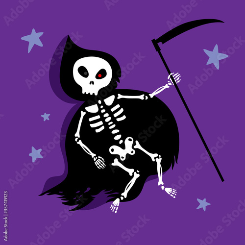 Halloween skeleton in a cloak fly