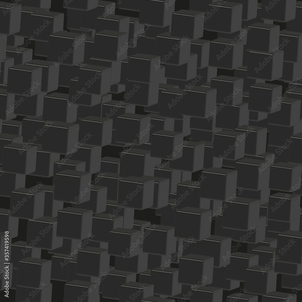 Black Cubes Seamless Pattern on Black Background
