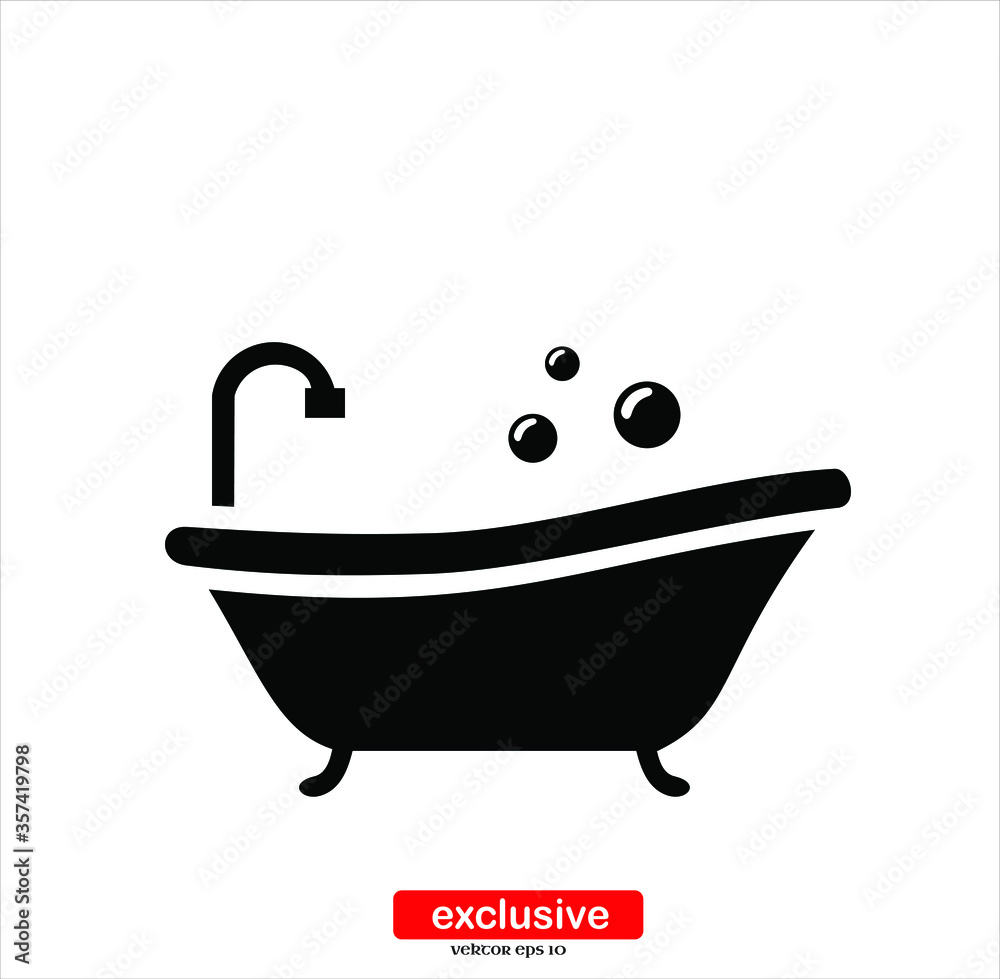 Bathtup Icon.Flat design style vector illustration for graphic and web design. Bathtup Icon.Flat design style vector illustration for graphic and web design.