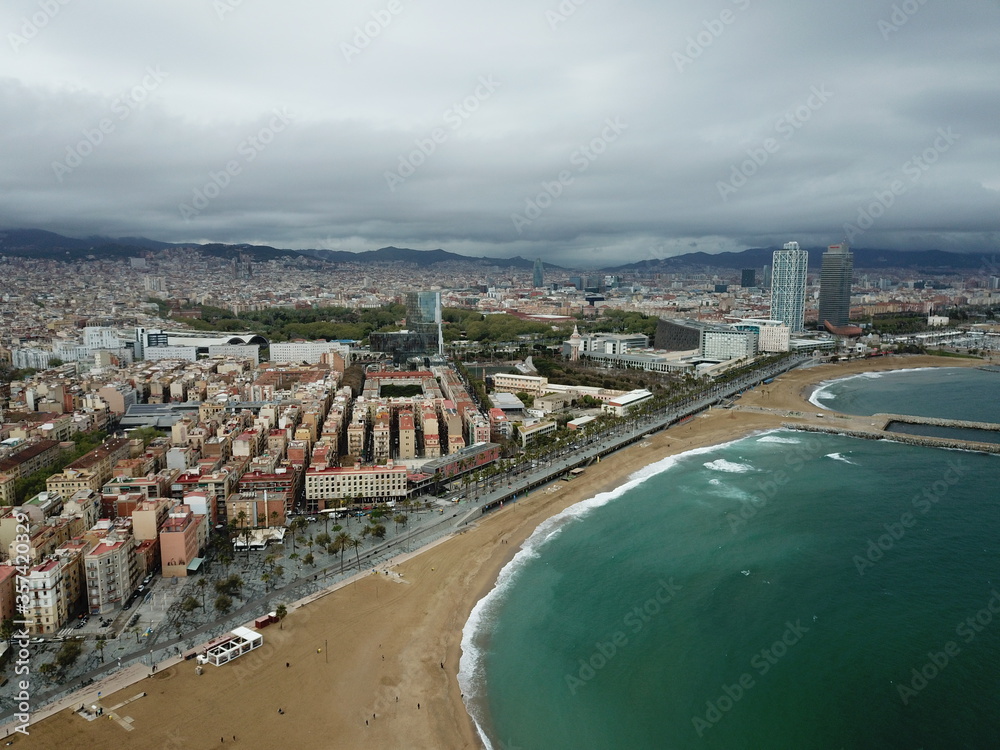 Φωτογραφία 4k image Barcelona Street Road Aerial view of Catalunya, Spain, Europe