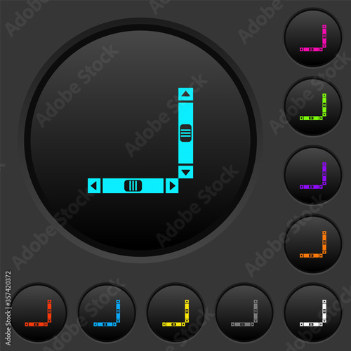 Vertical and horizontal scroll bars dark push buttons with color icons