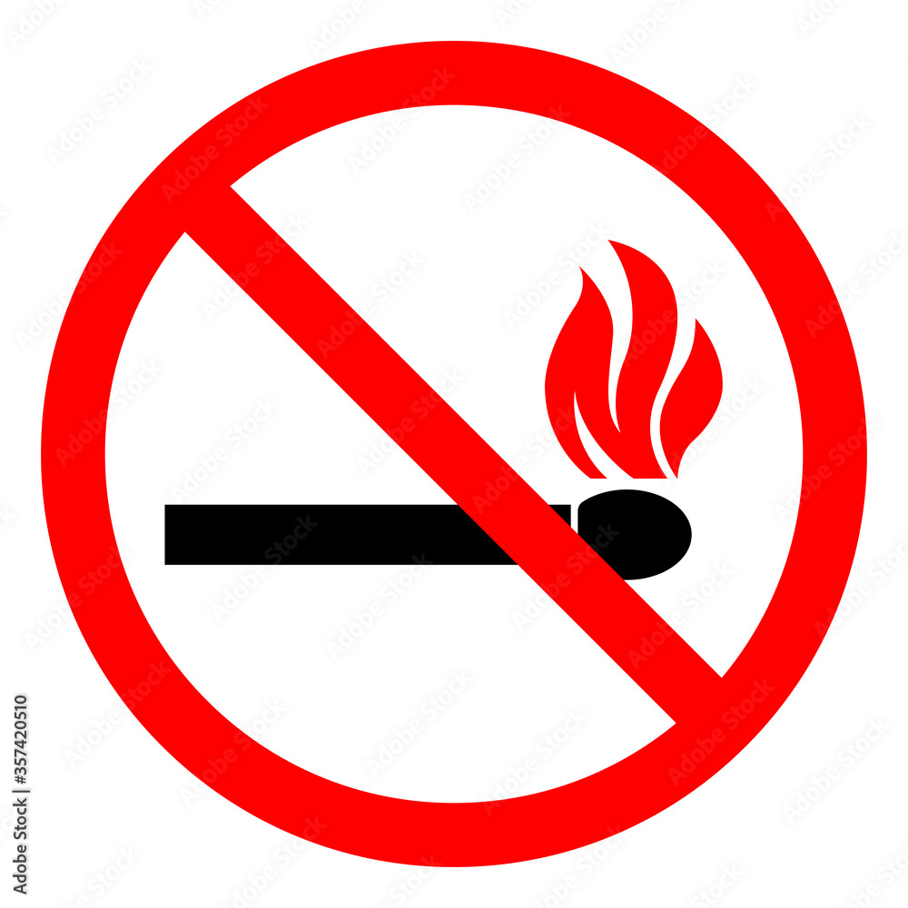 No Open Flame Symbol Sign, Vector Illustration, Isolate On White Background Label .EPS10 No Open Flame Symbol Sign, Vector Illustration, Isolate On White Background Label .EPS10