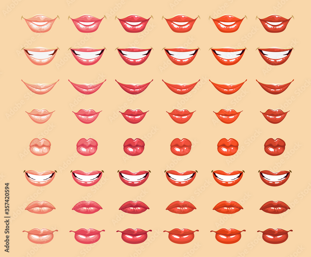 glamorous glossy shining female lips in light orange colors