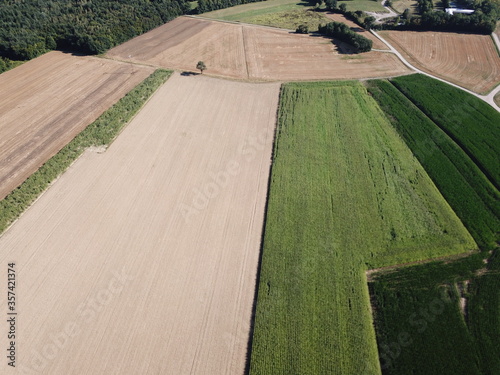 4k photo field, nature, farm, France, Europe, Drone aerial view