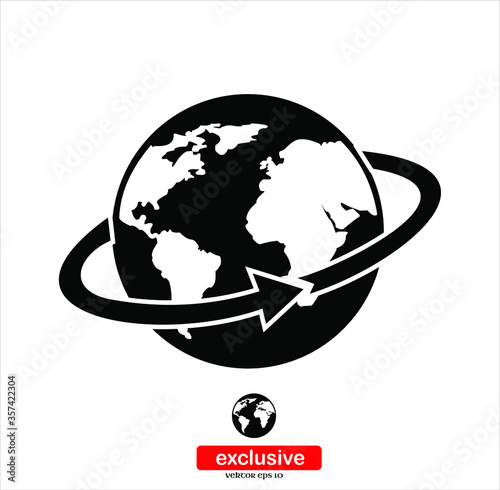 Eart Icon.Flat design style vector illustration for graphic and web design.